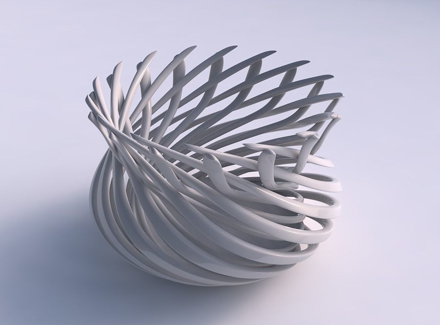 Bowl wide cylindrical with twisted sharp muscle structure twi... 3D print model_0