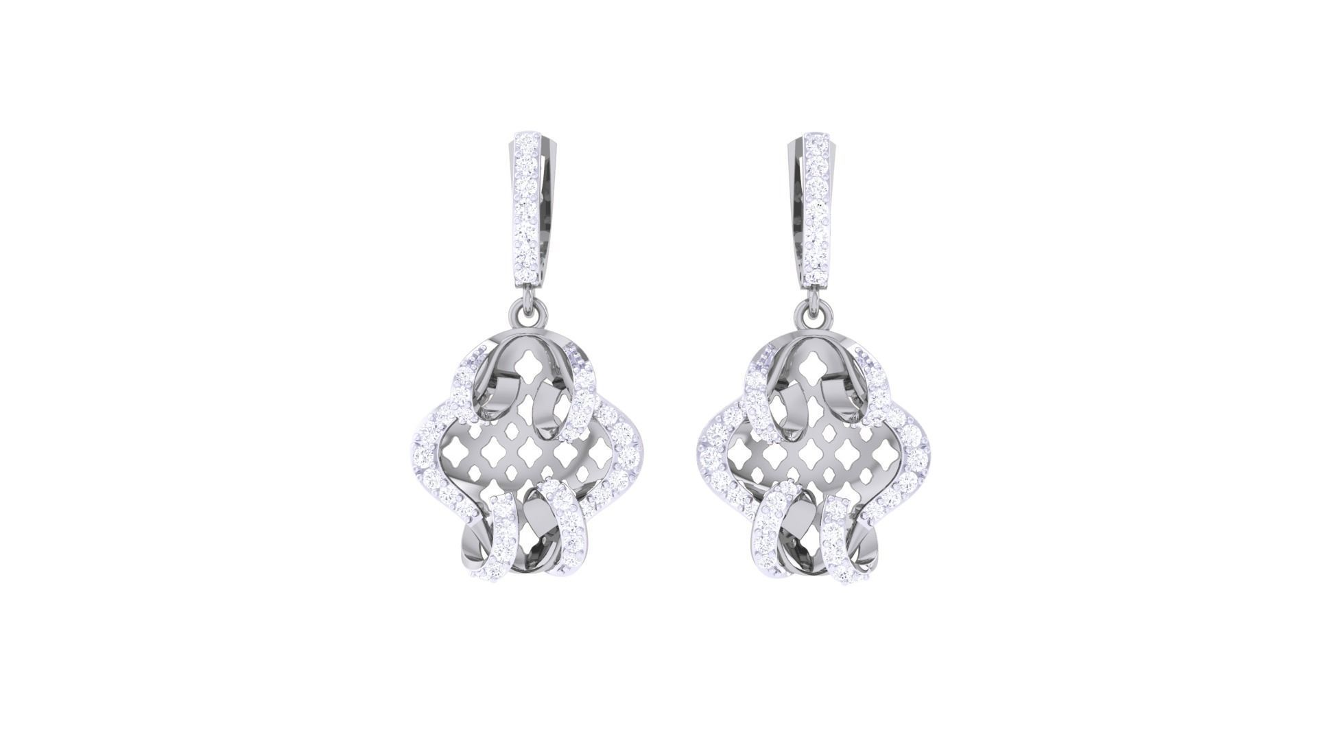 Wire Mesh High Jewelry Pendant Earrings Set 3dm stl obj mtl 3D print model_6