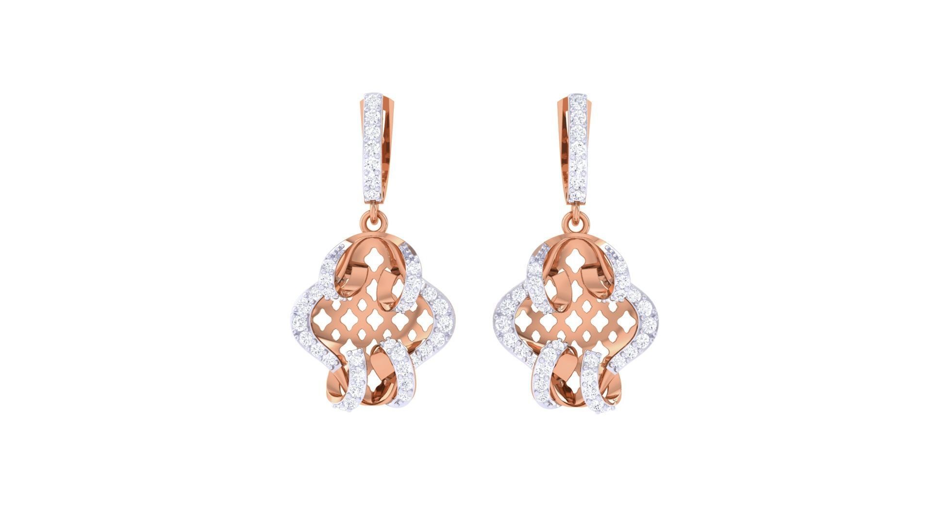 Wire Mesh High Jewelry Pendant Earrings Set 3dm stl obj mtl 3D print model_7