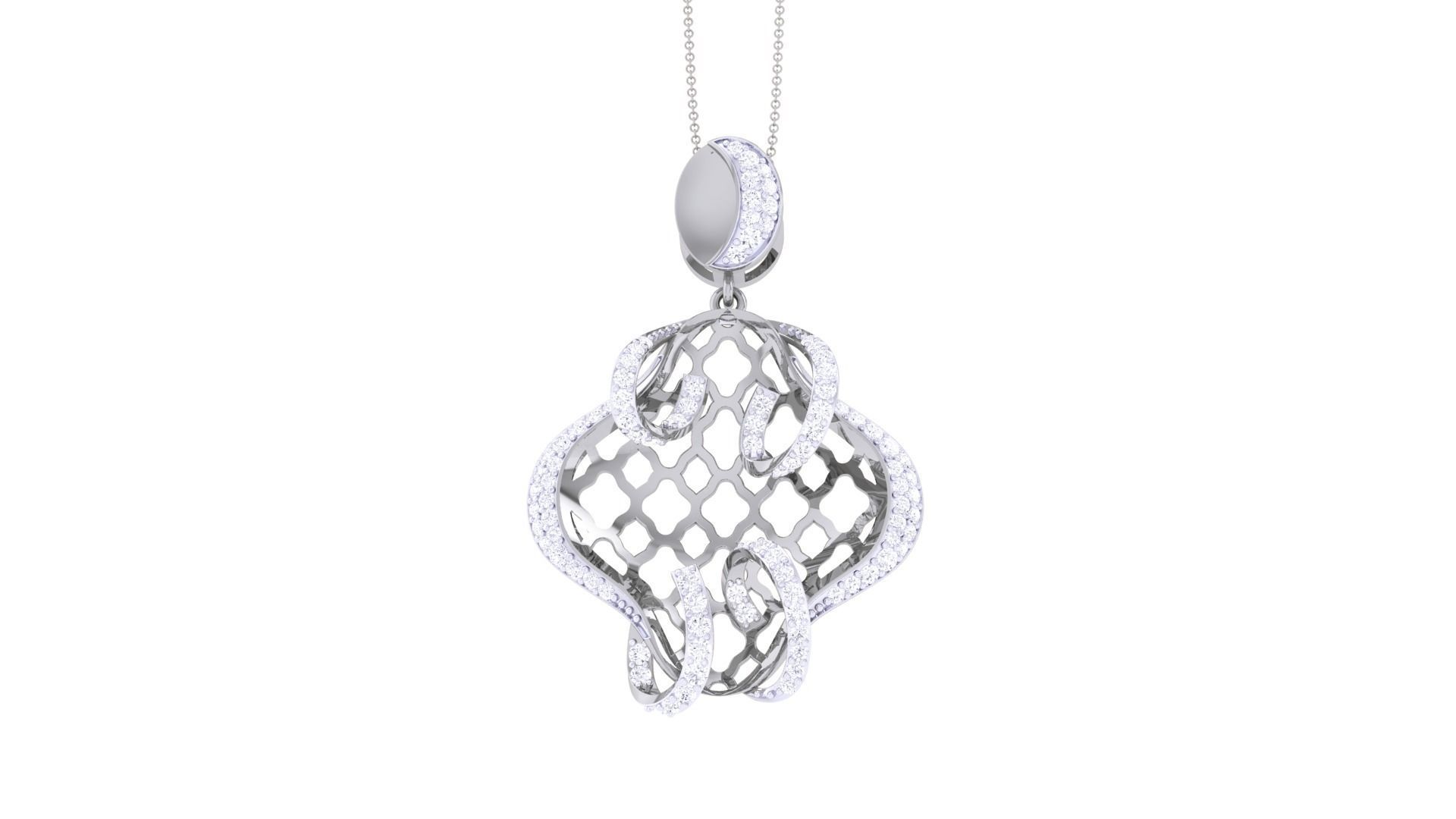 Wire Mesh High Jewelry Pendant Earrings Set 3dm stl obj mtl 3D print model_18