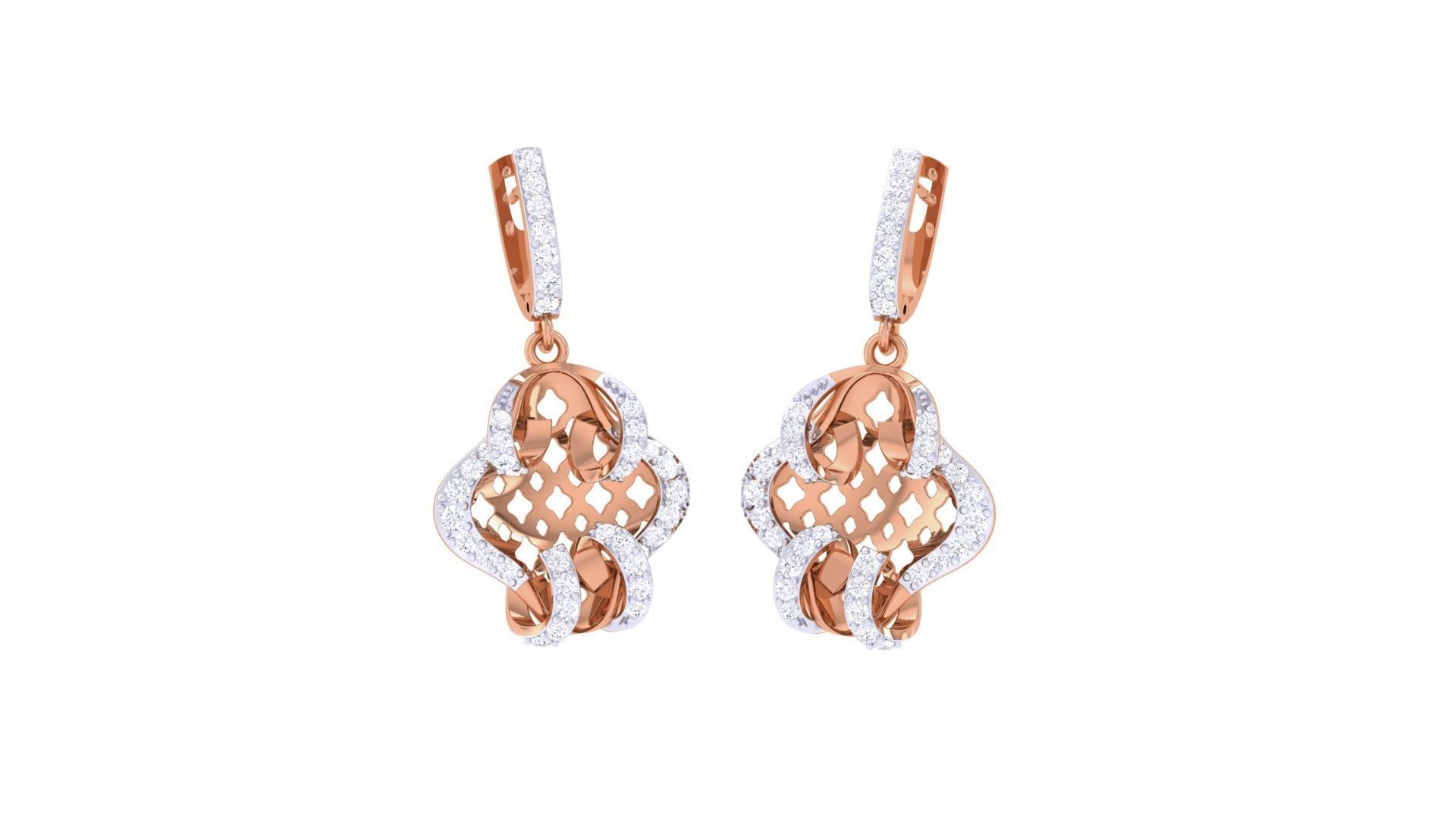 Wire Mesh High Jewelry Pendant Earrings Set 3dm stl obj mtl 3D print model_4