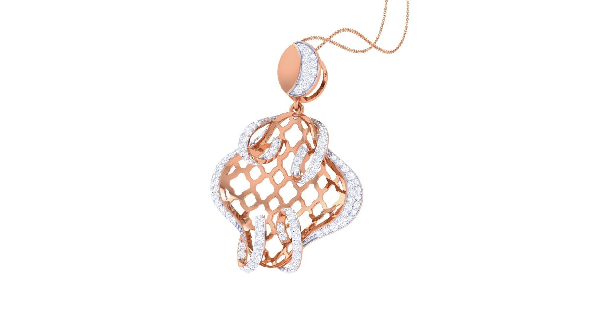 Wire Mesh High Jewelry Pendant Earrings Set 3dm stl obj mtl 3D print model_14