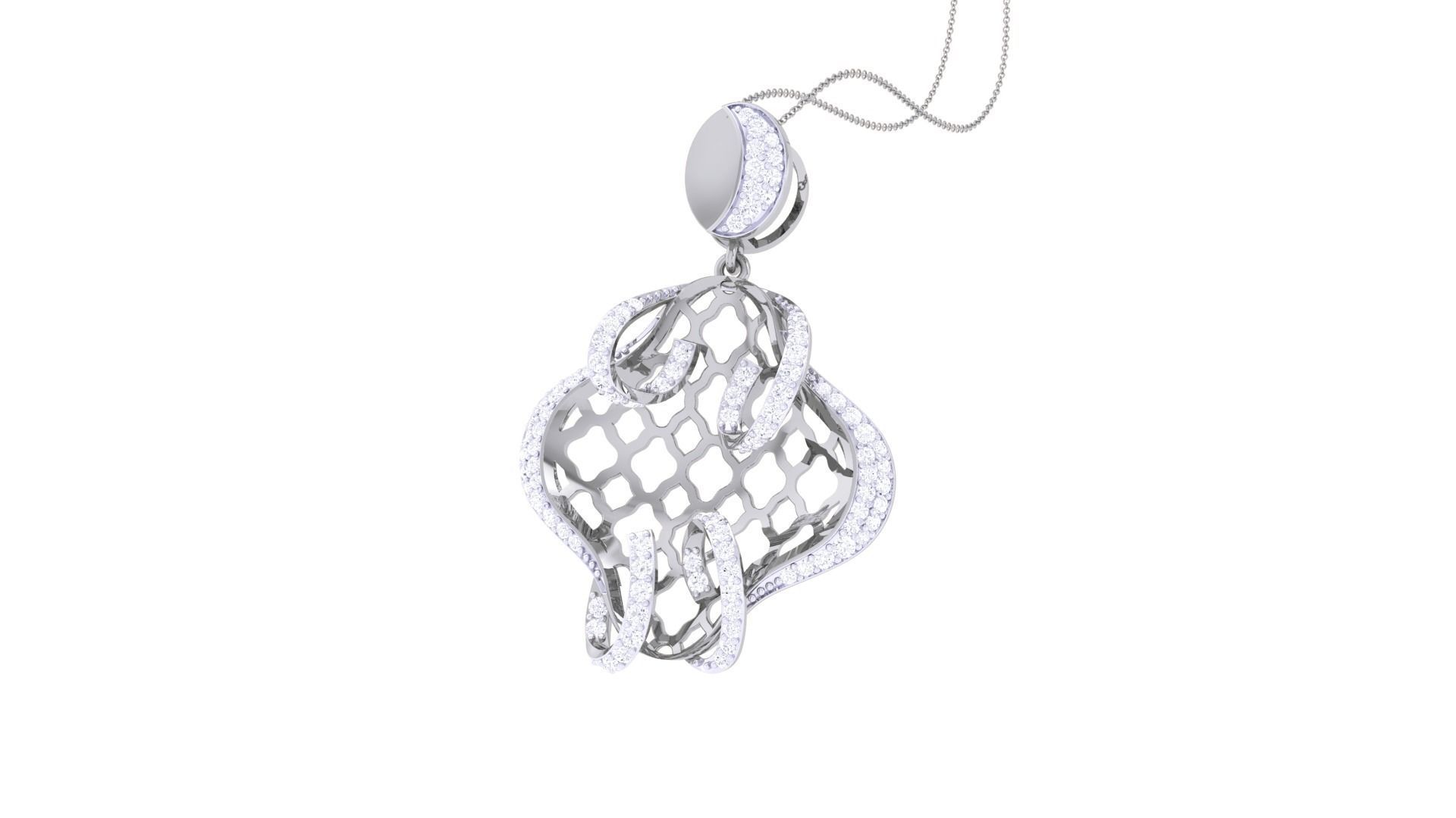 Wire Mesh High Jewelry Pendant Earrings Set 3dm stl obj mtl 3D print model_15