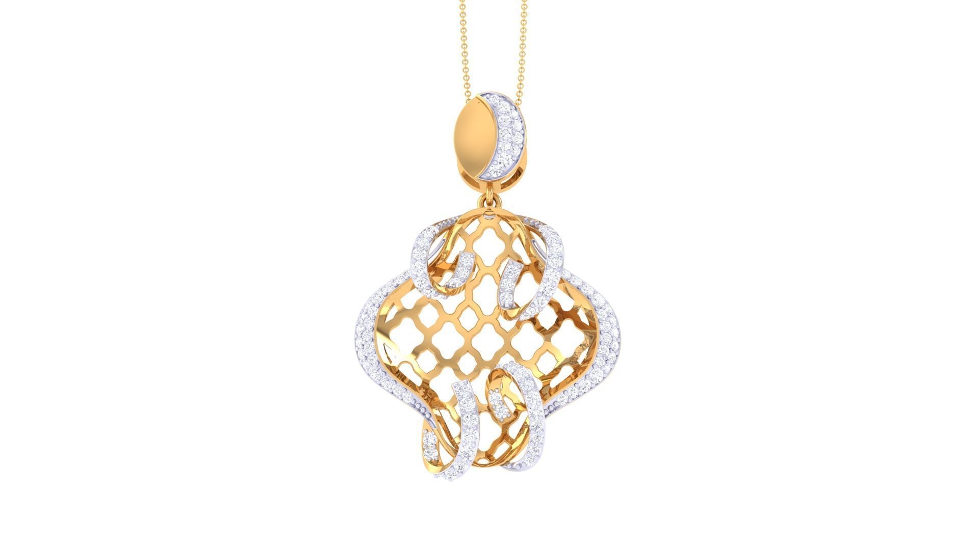 Wire Mesh High Jewelry Pendant Earrings Set 3dm stl obj mtl 3D print model_16