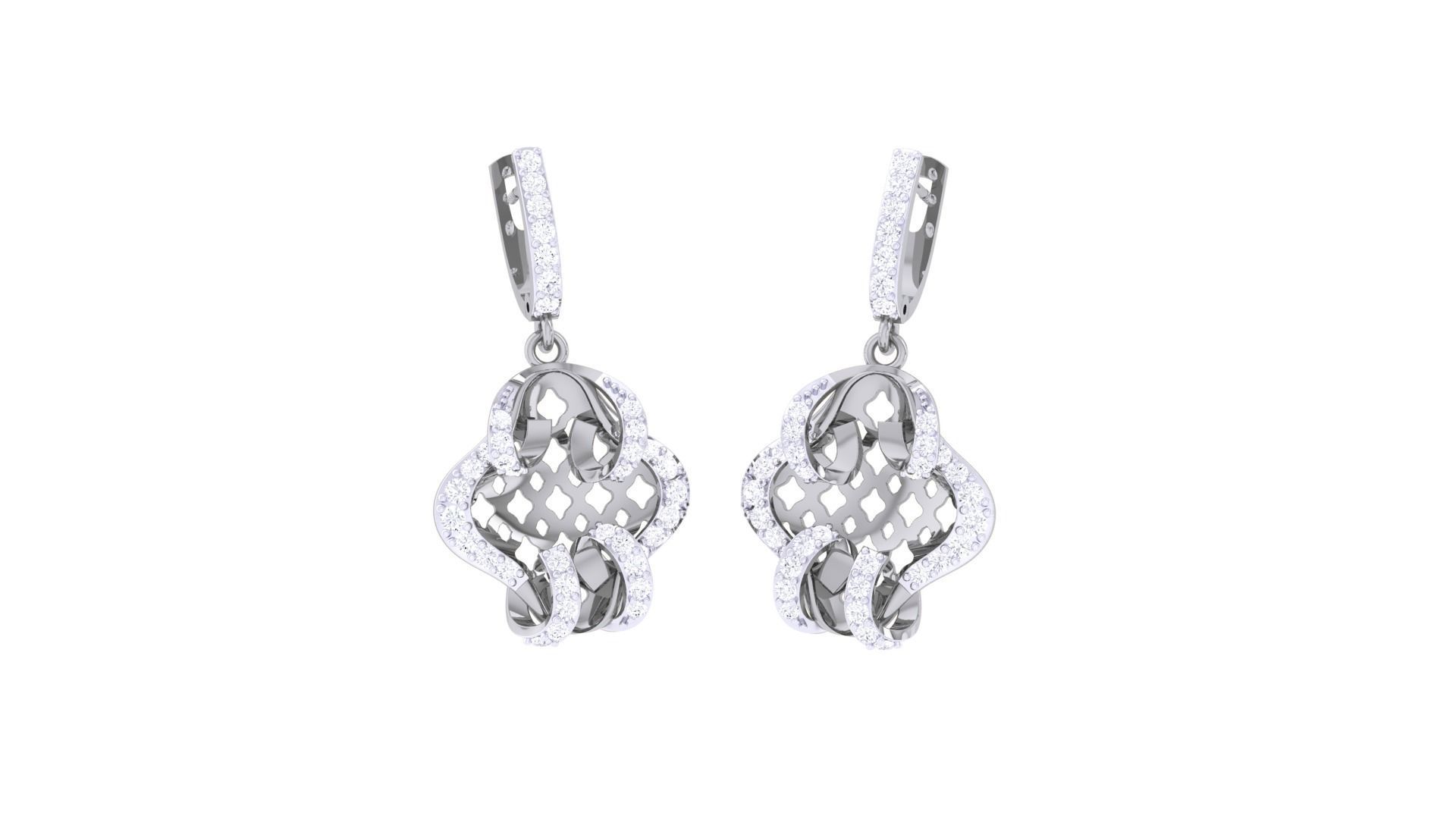 Wire Mesh High Jewelry Pendant Earrings Set 3dm stl obj mtl 3D print model_5