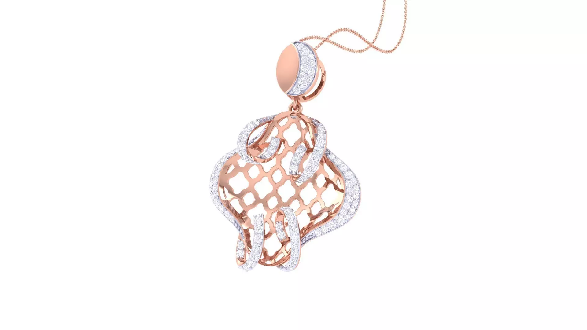 Wire Mesh High Jewelry Pendant Earrings Set 3dm stl obj mtl 3D print model_0