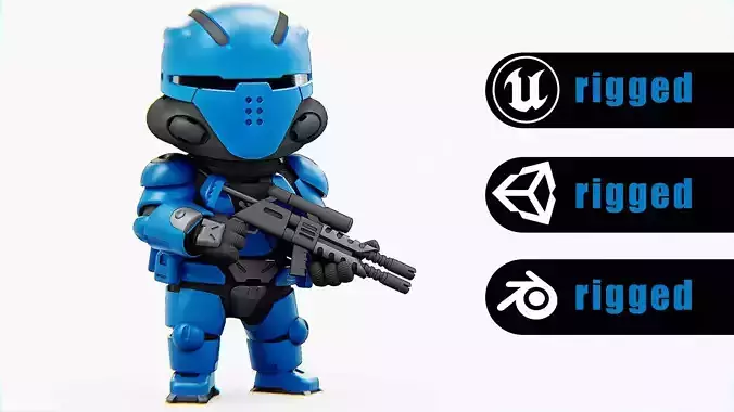 TOON TROOPER UV-500 Rigged for Unreal Engine - Unity - MIXAMO