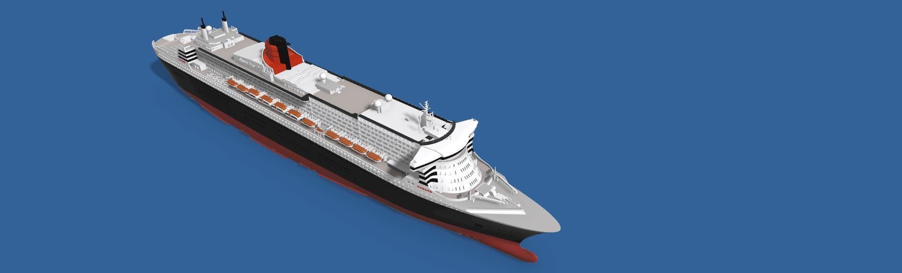 RMS Queen Mary 2 QM2 ocean liner 3D print ready model 3D print model_6