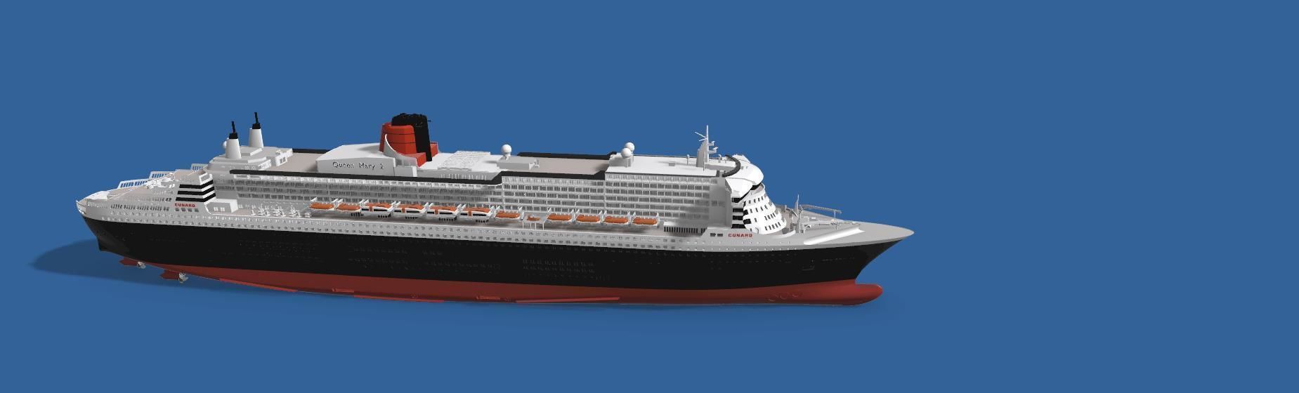 RMS Queen Mary 2 QM2 ocean liner 3D print ready model 3D print model_3