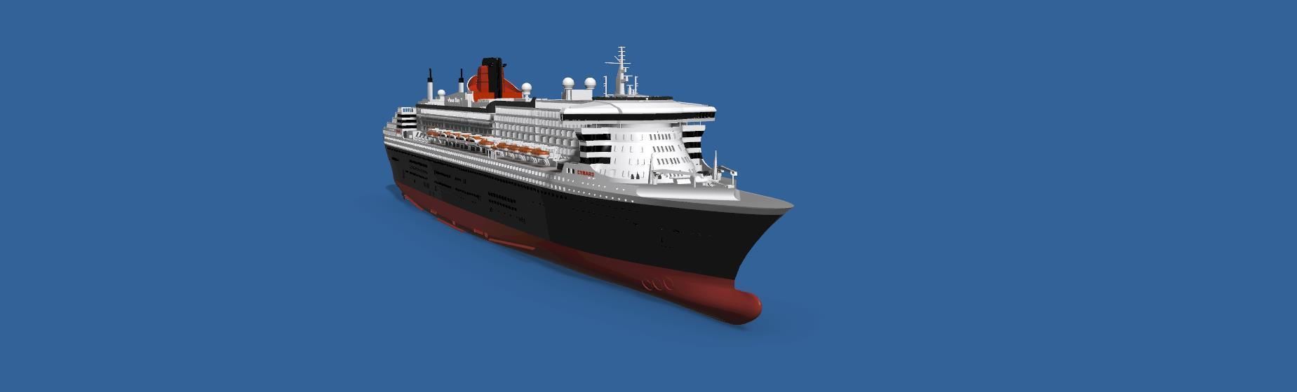 RMS Queen Mary 2 QM2 ocean liner 3D print ready model 3D print model_1