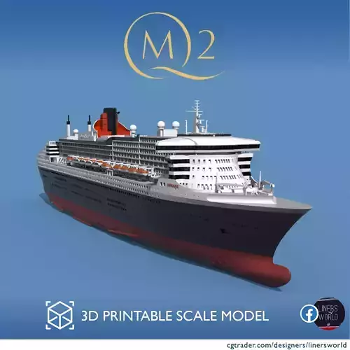 RMS Queen Mary 2 QM2 ocean liner 3D print ready model 3D print model