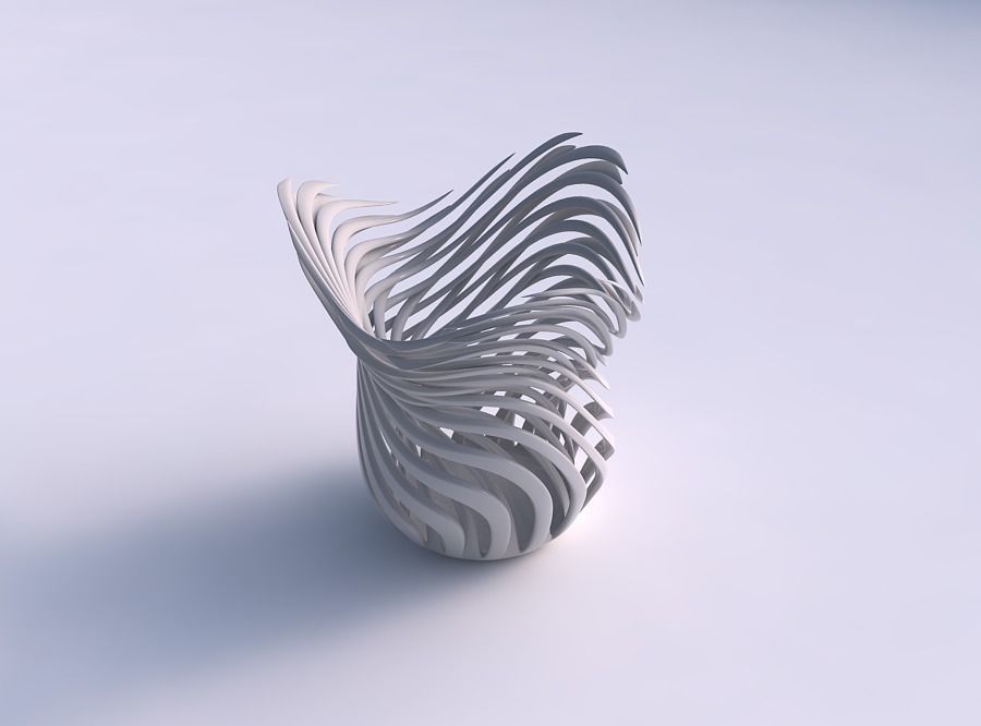 Bowl wide cylindrical with twisted sharp muscle structure twi... 3D print model_0