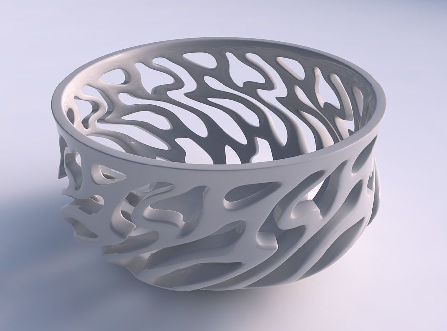 Bowl wide high with twisted smooth cuts tapered 2 3D print model_0