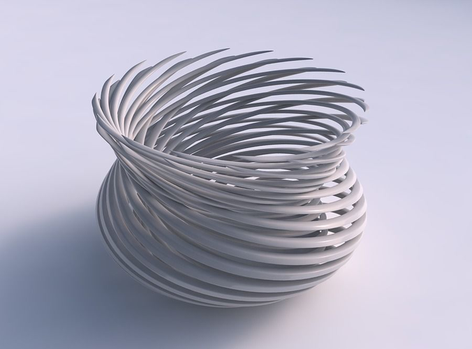 Bowl wide cylindrical with twisted sharp muscle structure very twisted and tapered 2