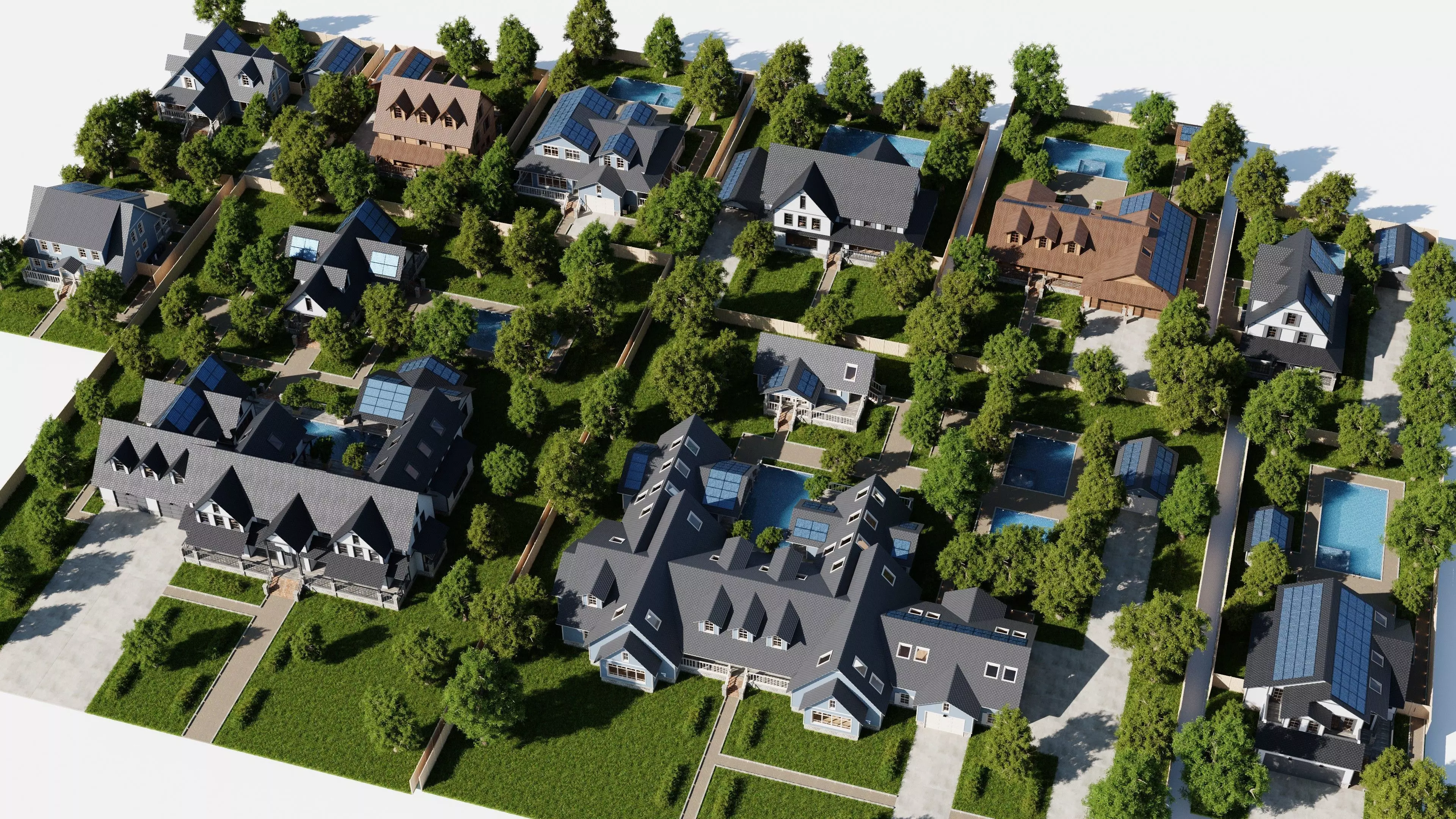 Modular Classic Style American Large 10 House pack 3D Model Collection_0