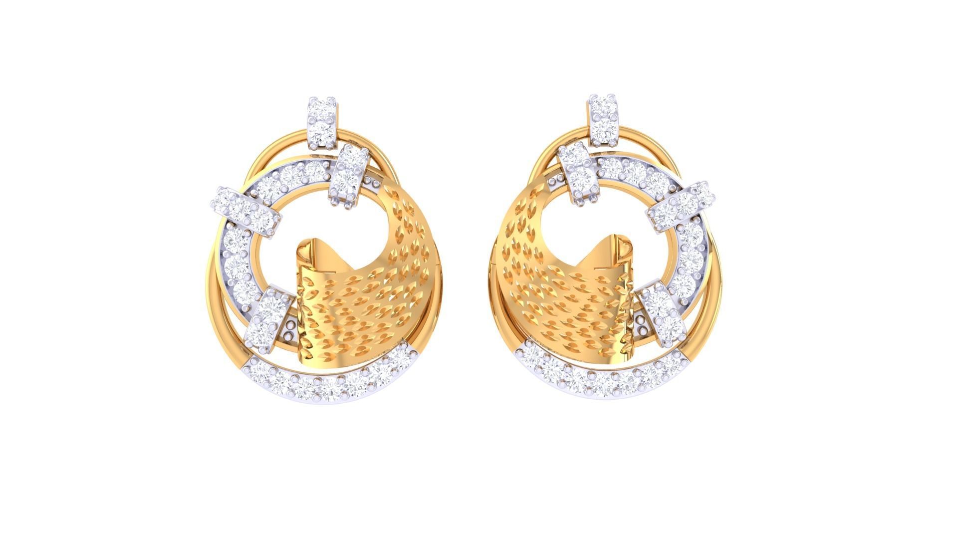 High Jewelry Pendant Earrings Set 3dm stl obj mtl gltf glb 3D print model_6