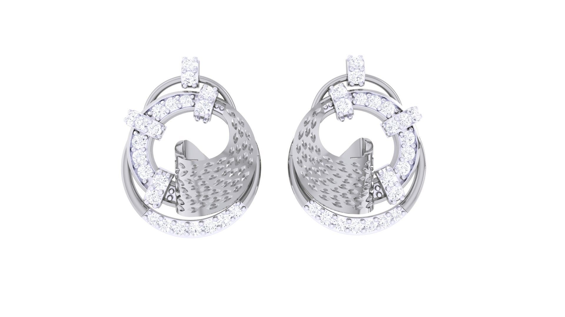 High Jewelry Pendant Earrings Set 3dm stl obj mtl gltf glb 3D print model_8