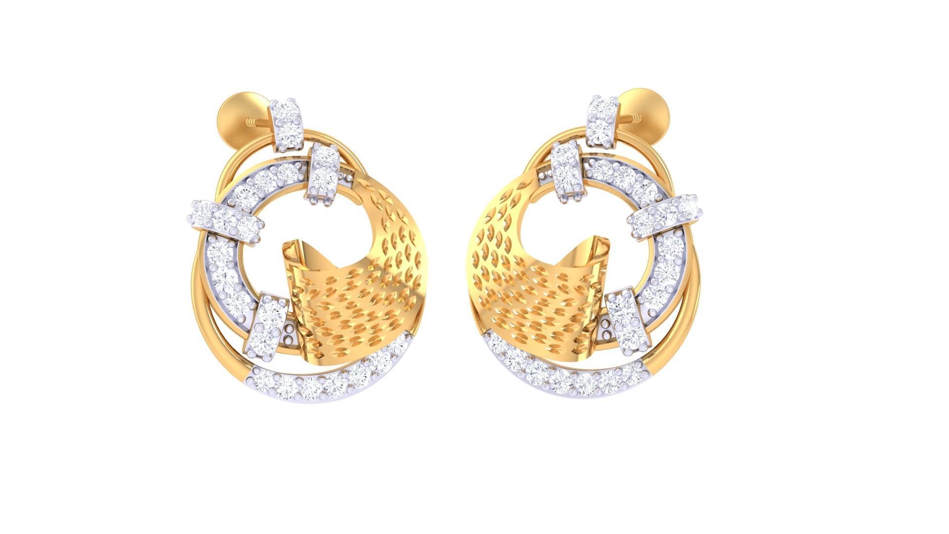 High Jewelry Pendant Earrings Set 3dm stl obj mtl gltf glb 3D print model_5