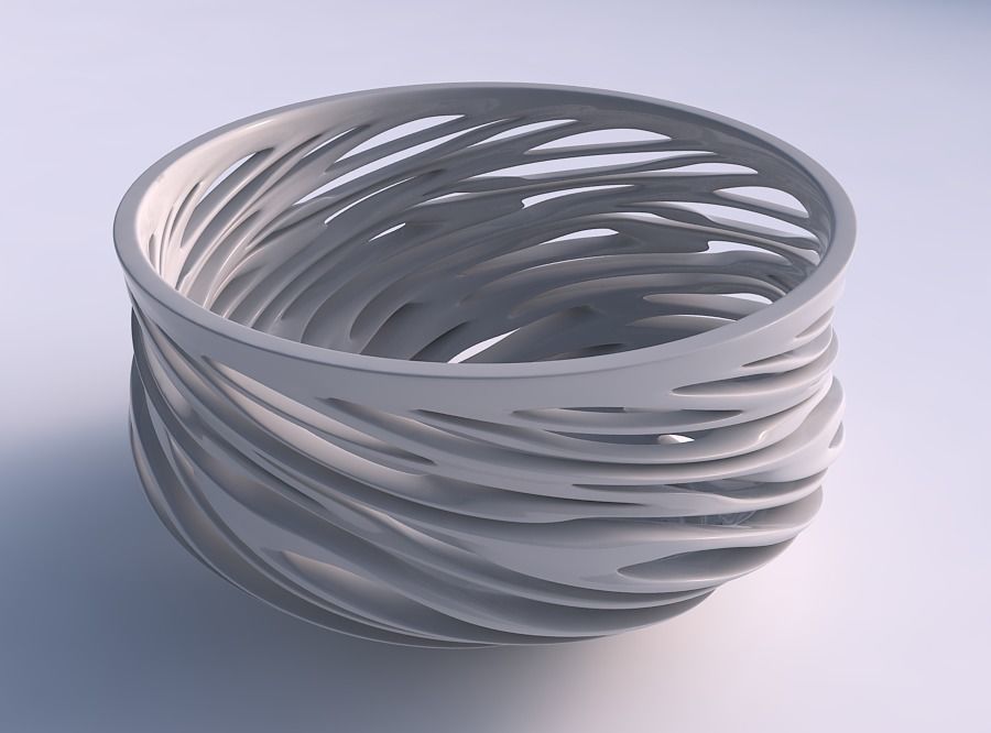 Bowl wide high with twisted smooth cuts very twisted and tape... 3D print model_0
