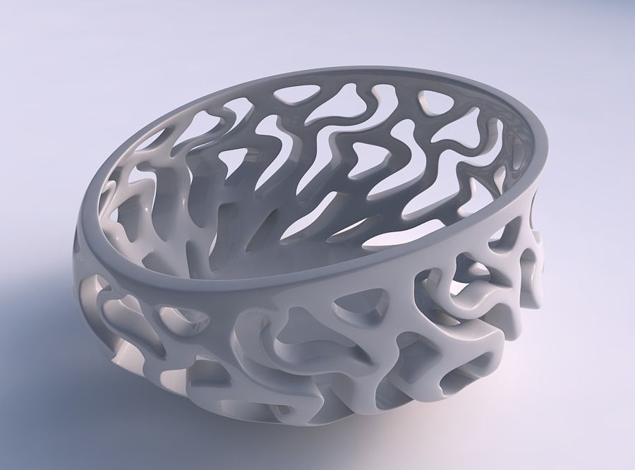 Bowl wide high with twisted smooth cuts streched top corner 3D print model_0