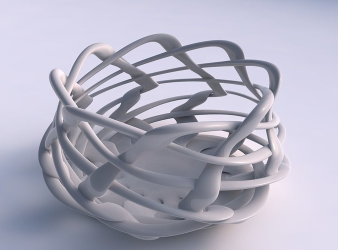 Bowl wide cylindrical with interlacing thin lattice twisted and tapered 2