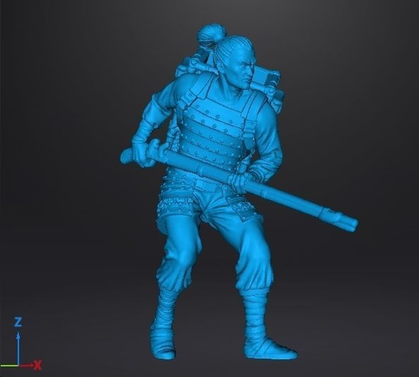 JAPANESE SOLDIER WITH MUSKET MINIATURE MODEL FANTASY GAMES RPG 3D print model_6