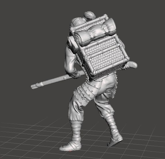 JAPANESE SOLDIER WITH MUSKET MINIATURE MODEL FANTASY GAMES RPG 3D print model_2