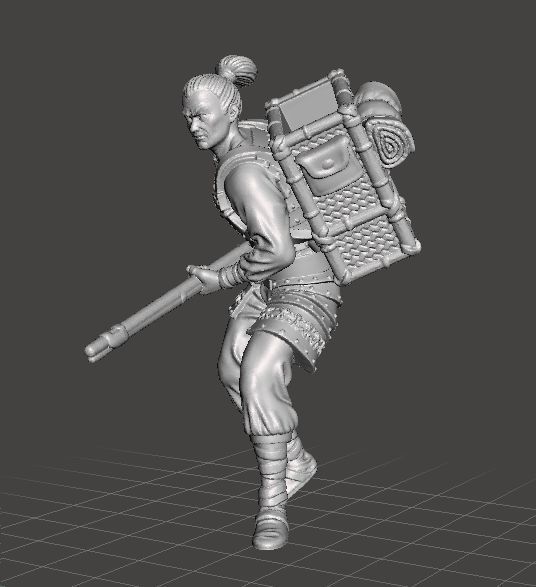 JAPANESE SOLDIER WITH MUSKET MINIATURE MODEL FANTASY GAMES RPG 3D print model_1