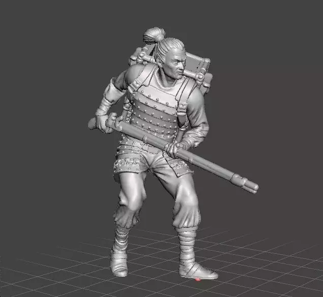 JAPANESE SOLDIER WITH MUSKET MINIATURE MODEL FANTASY GAMES RPG 3D print model_0