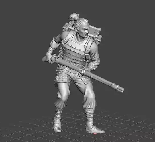 JAPANESE SOLDIER WITH MUSKET MINIATURE MODEL FANTASY GAMES RPG 3D print model