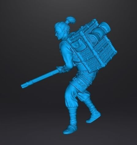JAPANESE SOLDIER WITH MUSKET MINIATURE MODEL FANTASY GAMES RPG 3D print model_8