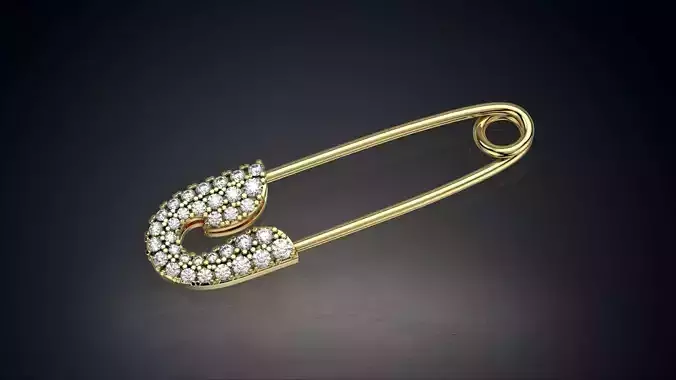Diamond Safety Pin Brooch English Gold Pin 2
