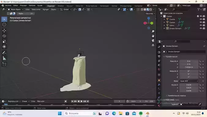  Vela modelo 3D con Fuego