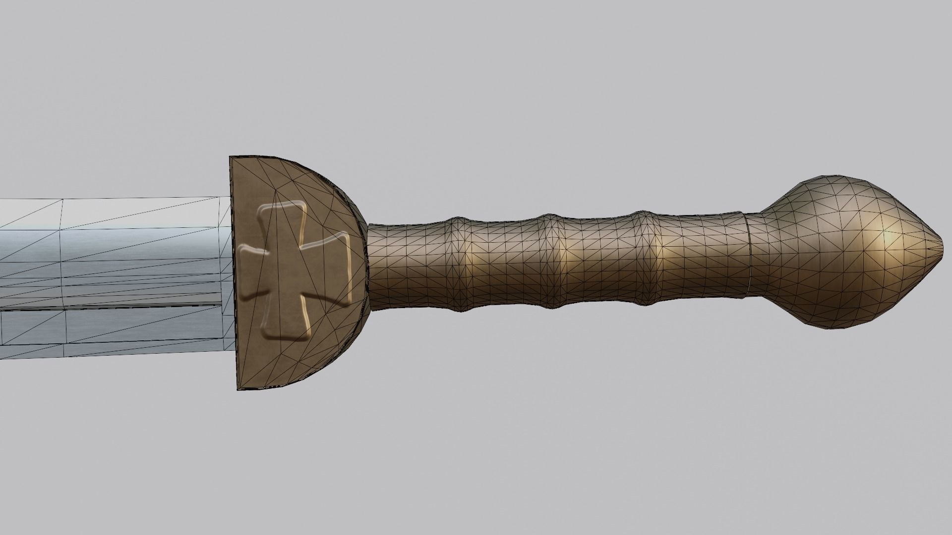 Falchion sword with Gladius handle Low-poly 3D model_13