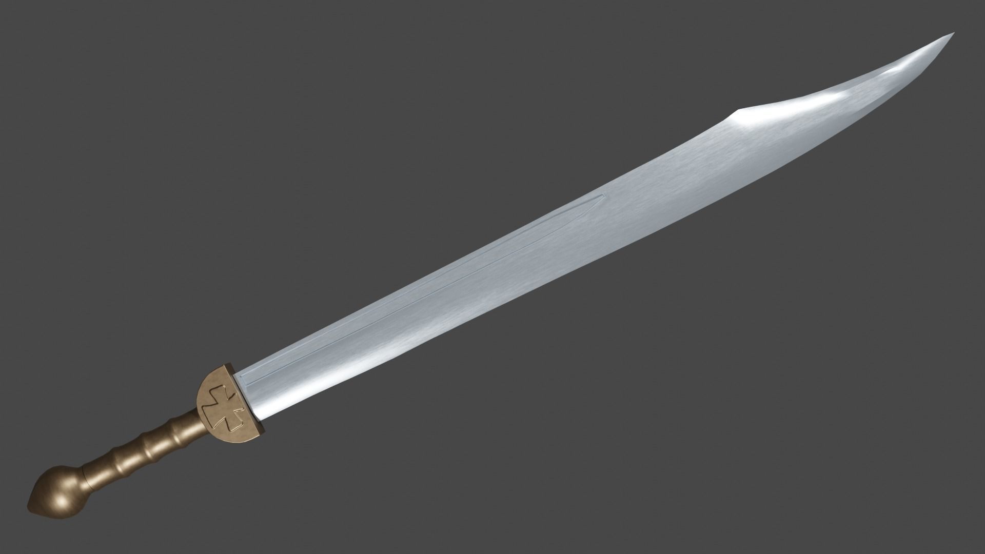 Falchion sword with Gladius handle Low-poly 3D model_2