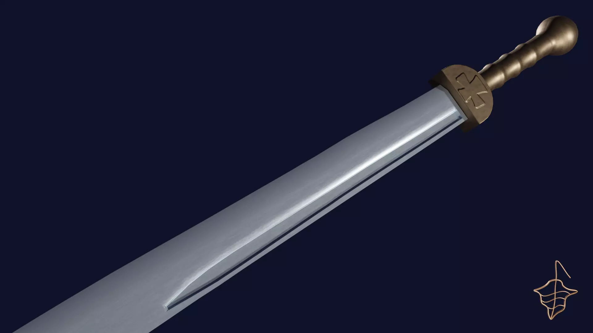 Falchion sword with Gladius handle Low-poly 3D model_0
