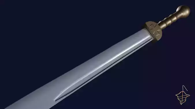 Falchion sword with Gladius handle Low-poly 3D model