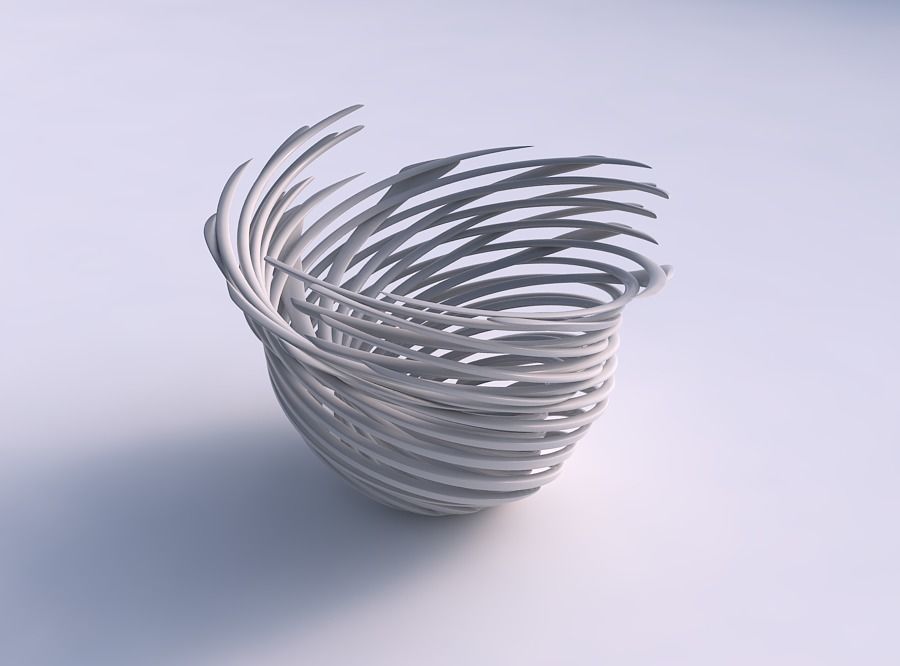 Bowl wide cylindrical with twisted sharp muscle structure ver... 3D print model_0