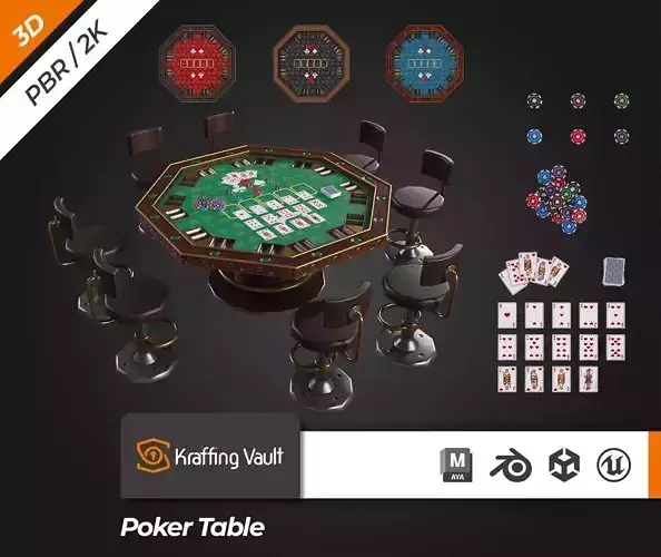 Poker Table Low-poly 3D model