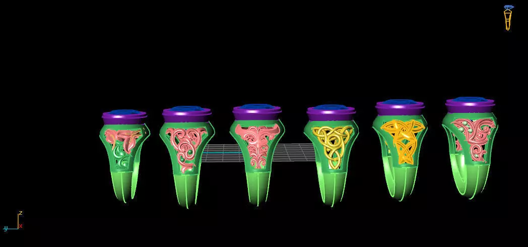 AnTiQuE MeN 6 RiNgS 3D print model_0