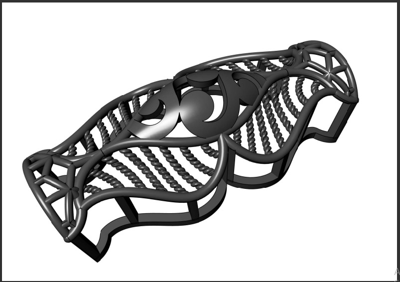 1287 Interwoven Geometric Gold Bangle 12gm 3D print model_6