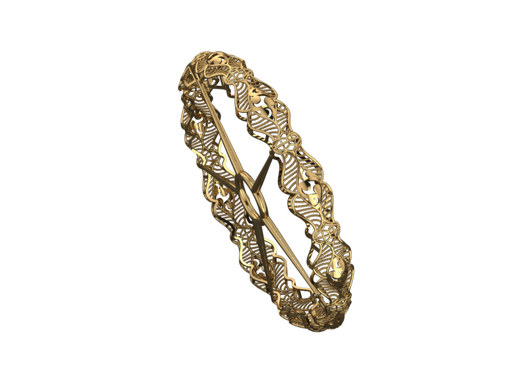 1287 Interwoven Geometric Gold Bangle 12gm 3D print model_2