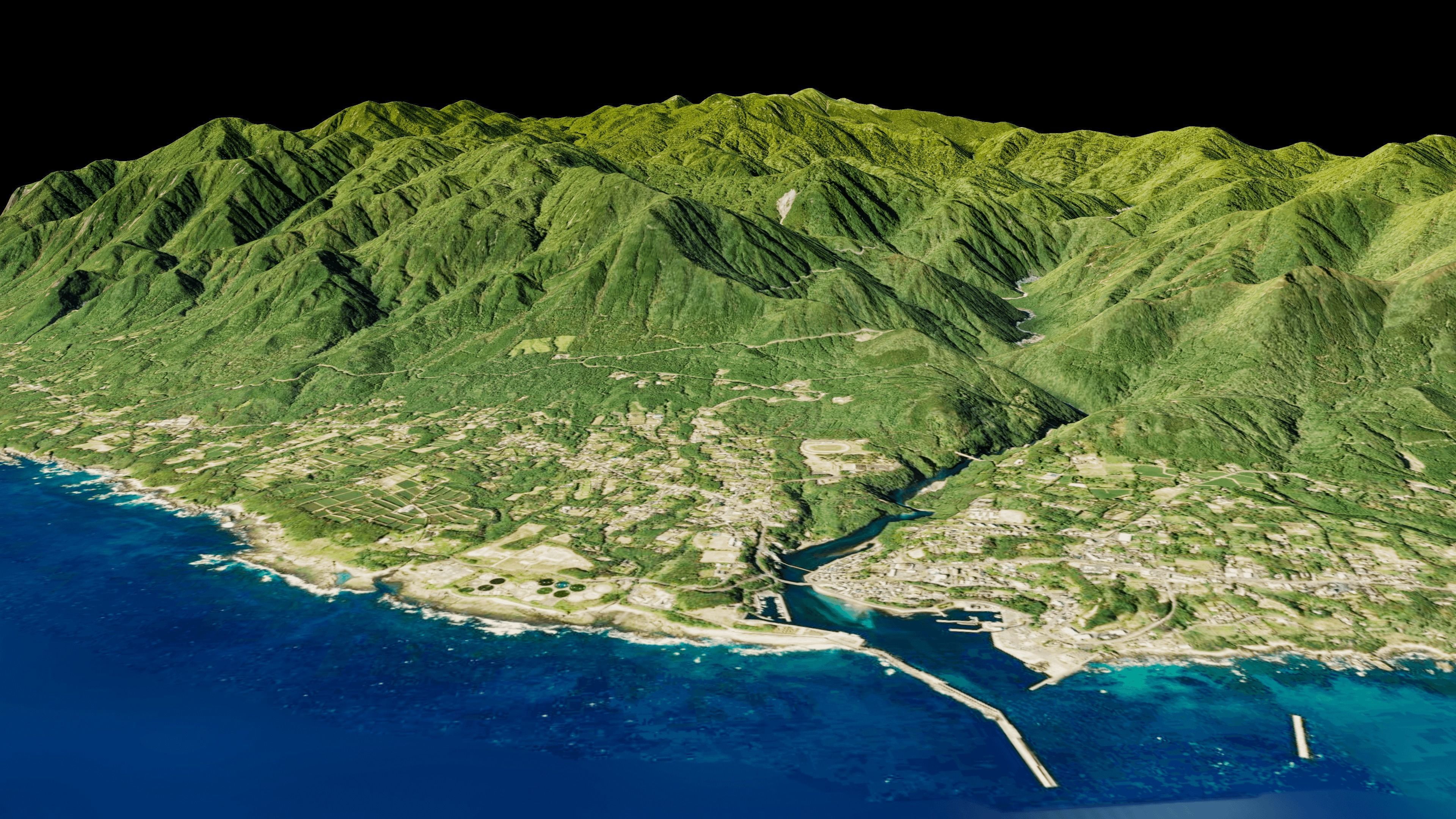 Yakushima full 3d model terrain Low-poly 3D model_3