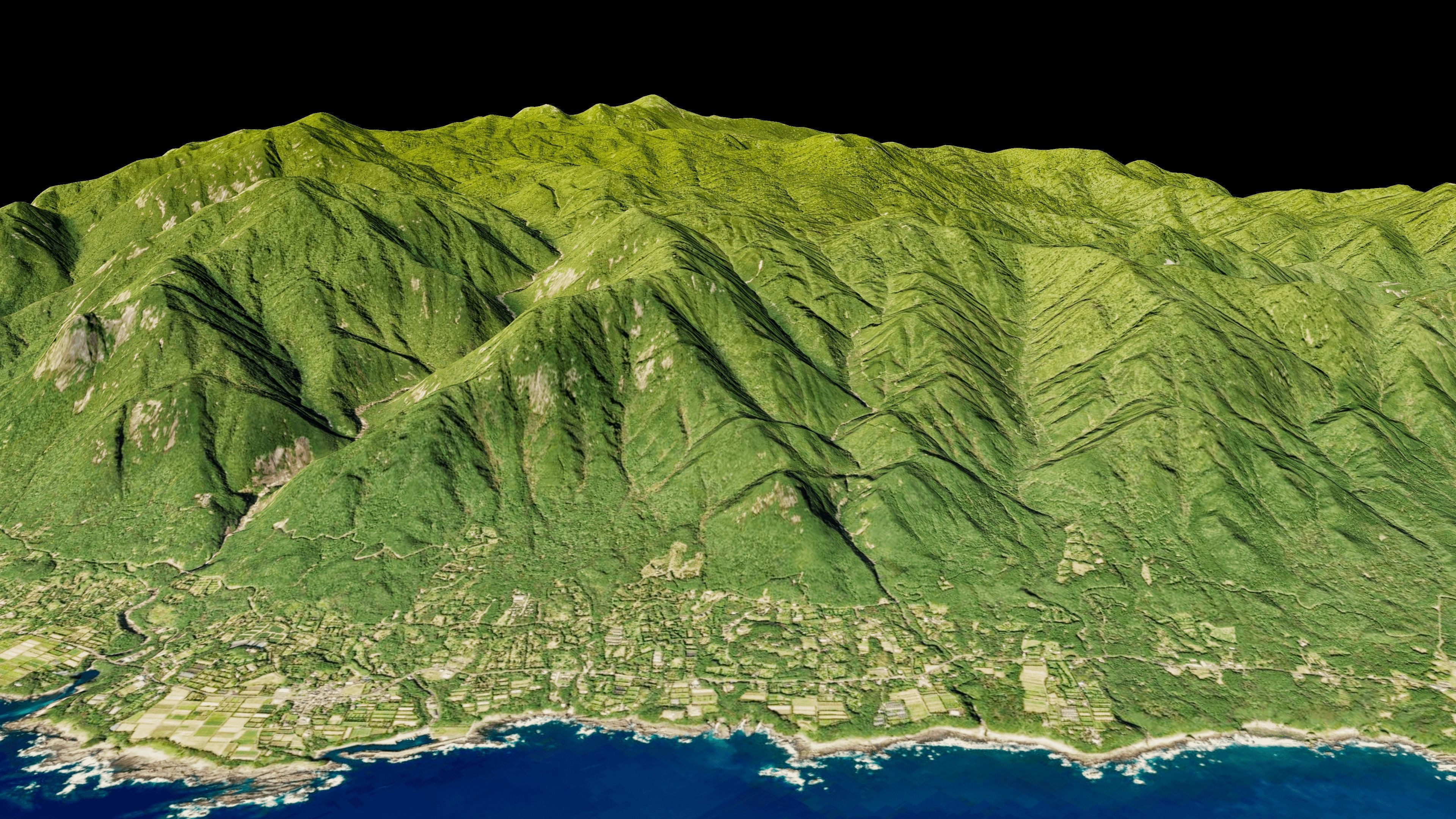 Yakushima full 3d model terrain Low-poly 3D model_1