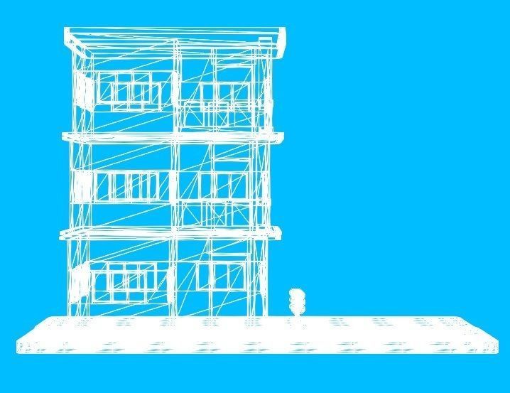 Low Poly Pink Storey Building House Low-poly 3D model_5