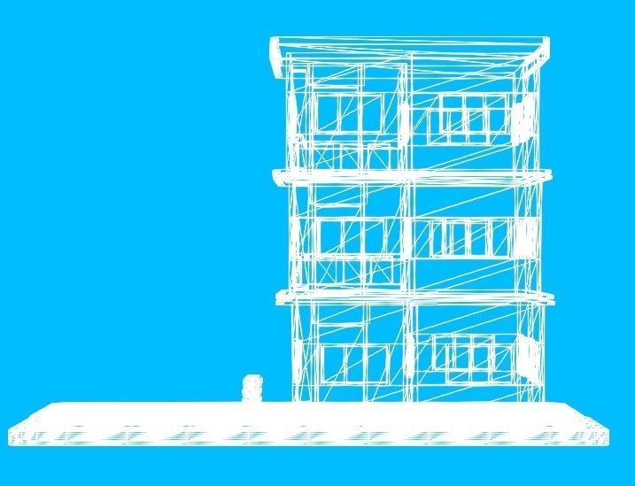 Low Poly Pink Storey Building House Low-poly 3D model_4