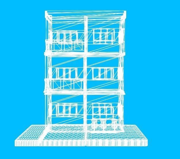 Low Poly Pink Storey Building House Low-poly 3D model_3