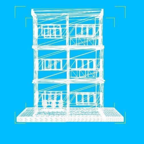 Low Poly Pink Storey Building House Low-poly 3D model_2