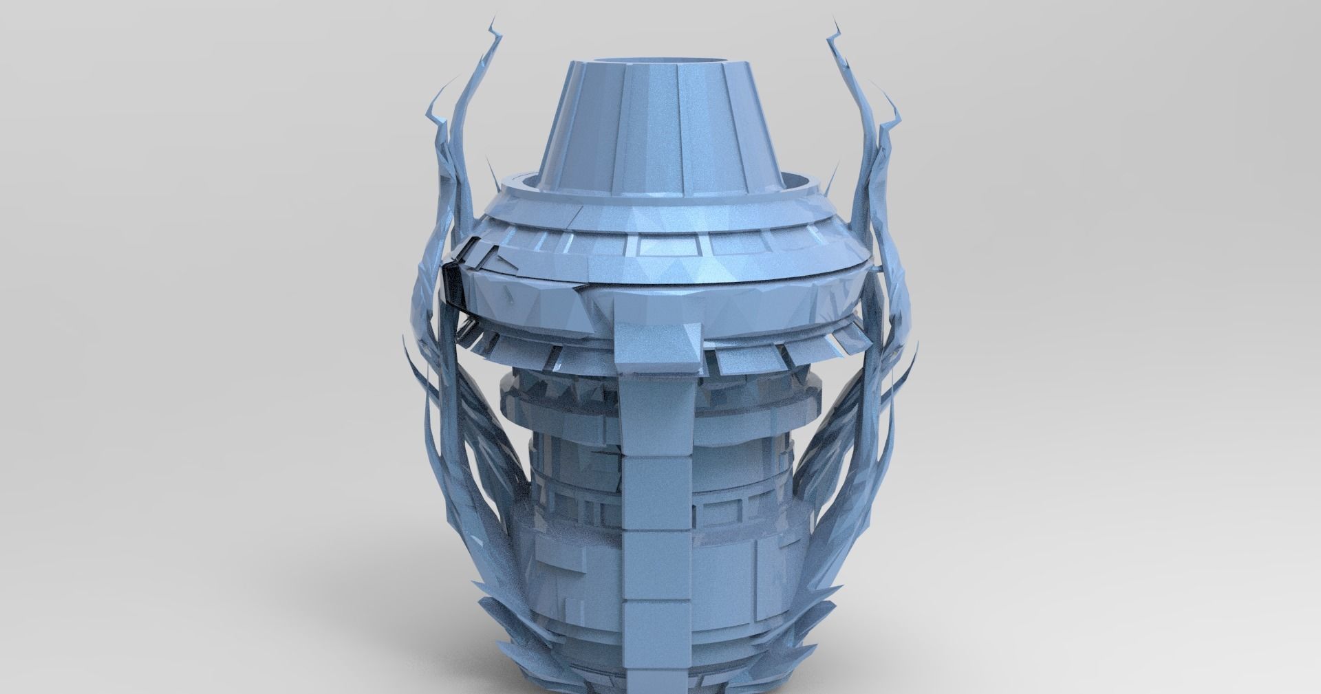 Elven sci fi Dark watchtower  Low-poly 3D model_1