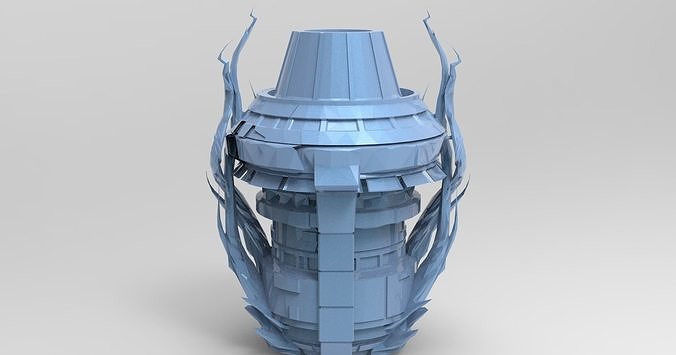 Elven sci fi Dark watchtower  Low-poly 3D model